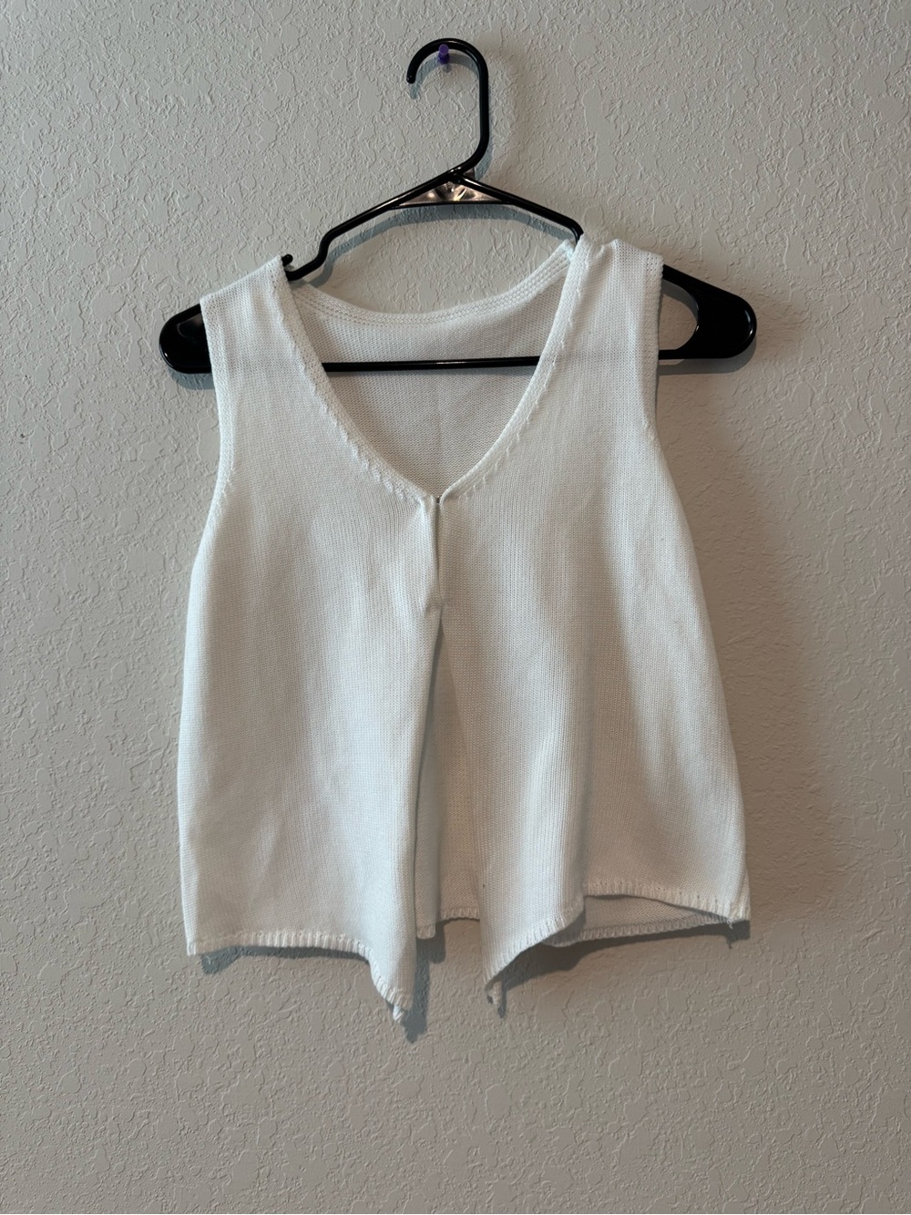 Vintage White V-Neck Knit Tank
